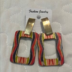 Fashion Jewelry Red and Blue Statement Earrings